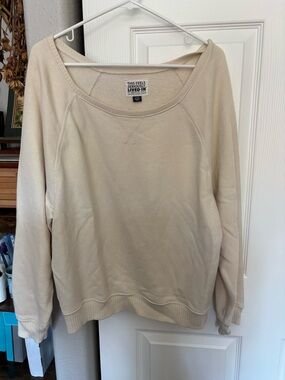 American Eagle Outfitters Cream Scoop Neck Pullover Sweater